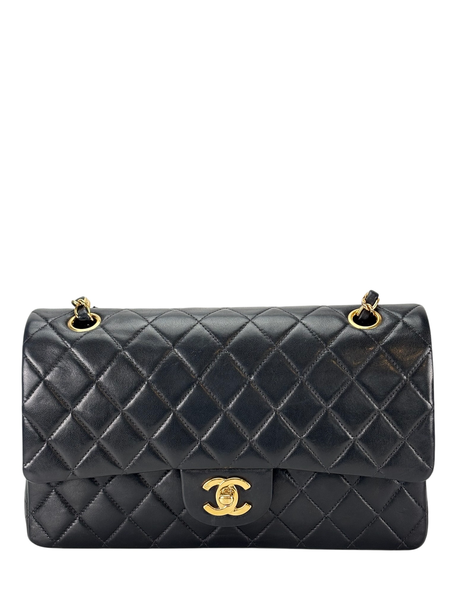 CHANEL - Medium Classic Double Flap Bag Black L阿米巴skin、 Palladium Hardware (CF25) 