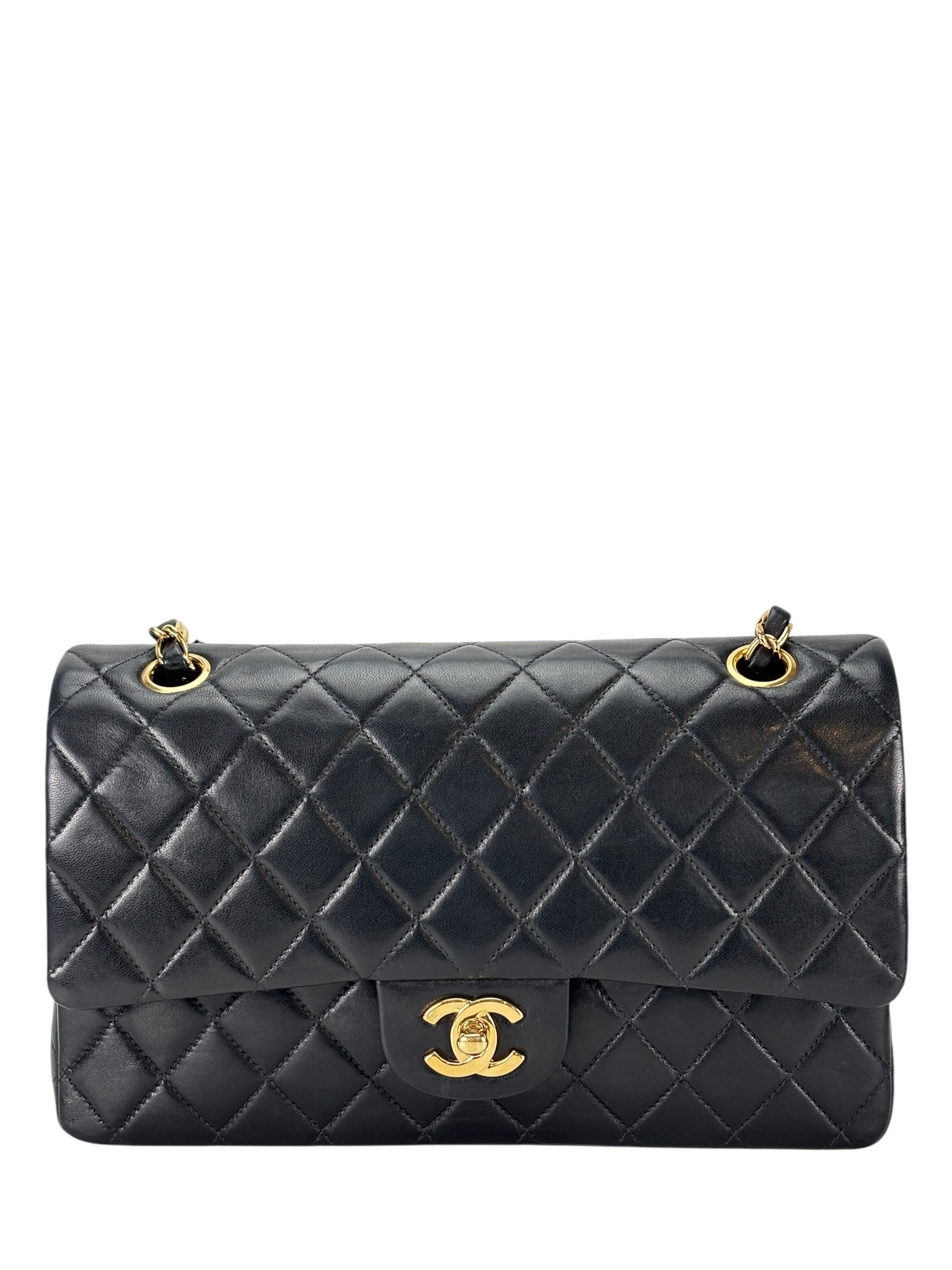 CHANEL - Medium Classic Double Flap Bag Black L阿米巴skin、 Palladium Hardware (CF25) 