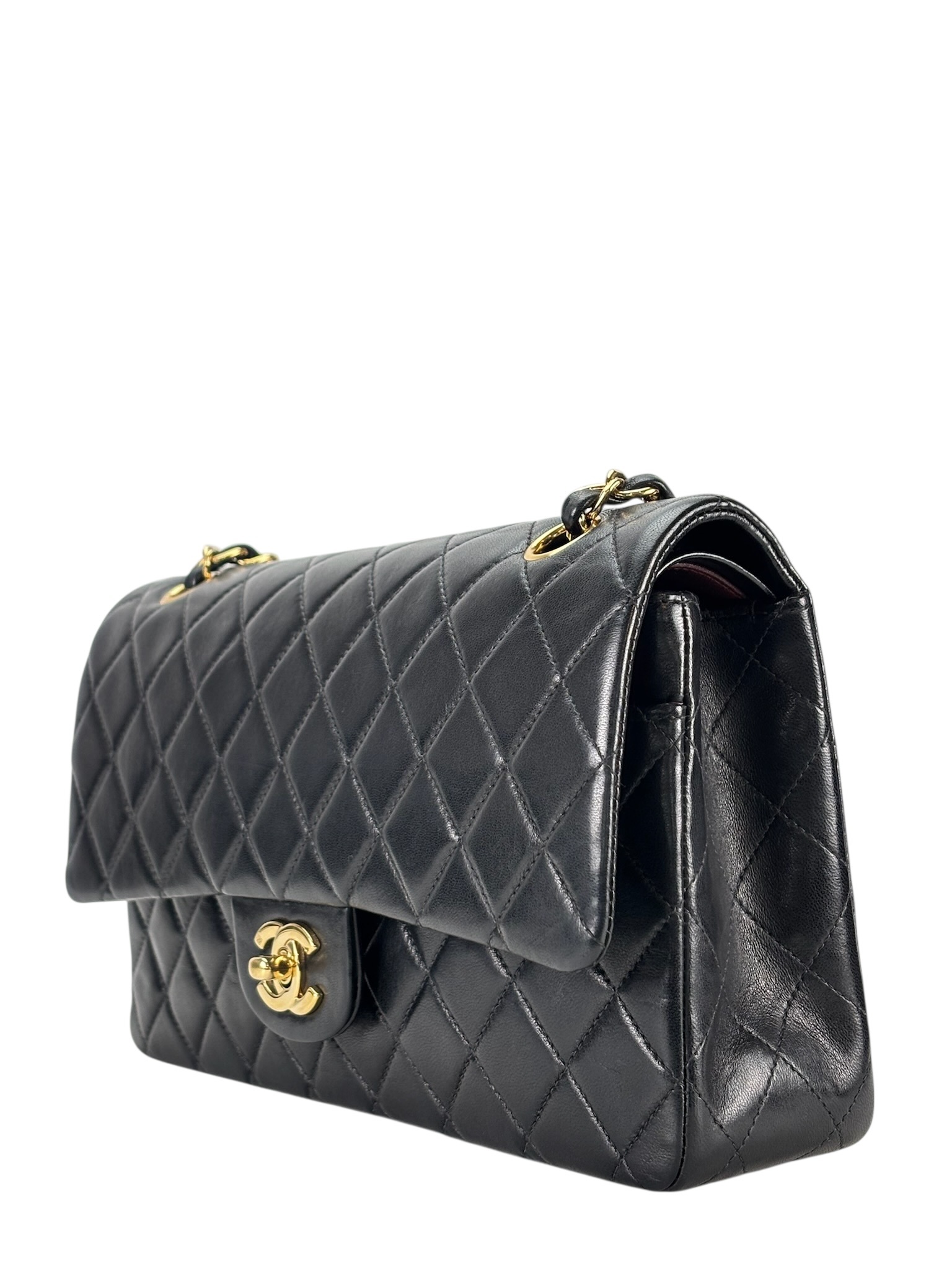 CHANEL - Medium Classic Double Flap Bag Black L阿米巴skin、 Palladium Hardware (CF25) 