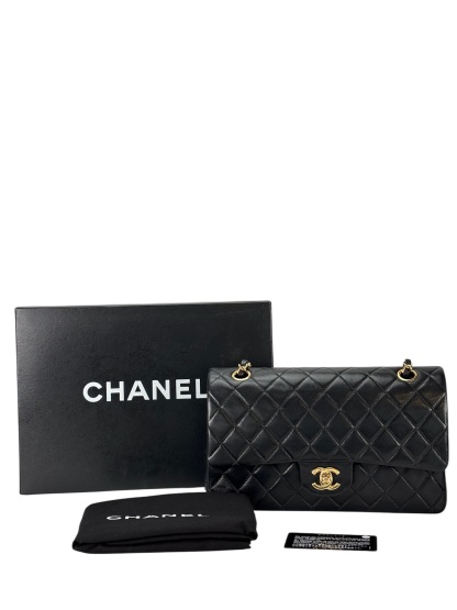 CHANEL - Medium Classic Double Flap Bag Black L阿米巴skin、 Palladium Hardware (CF25) 