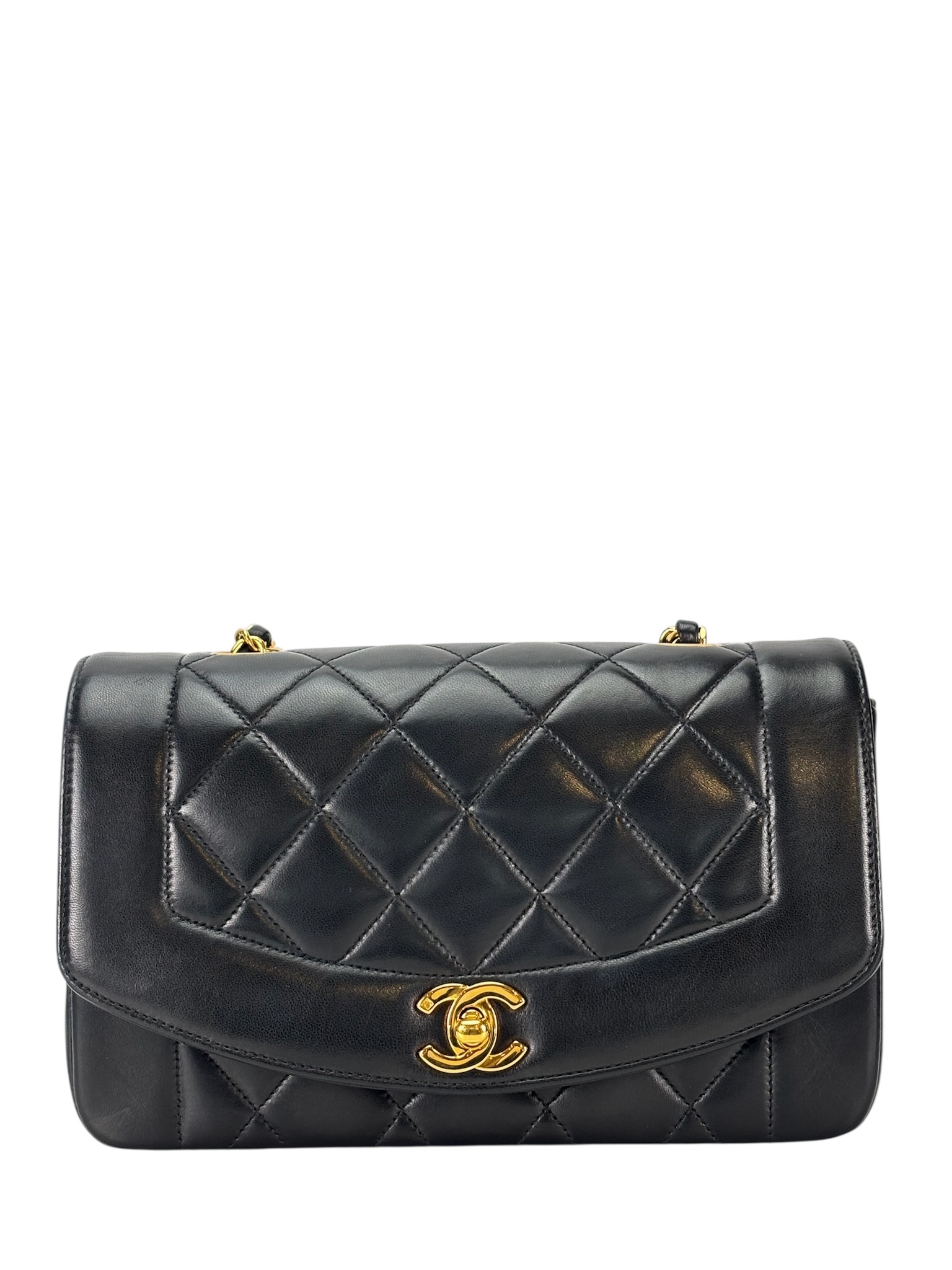 CHANEL - Black Lambskin Small Diana Shoulder Bag