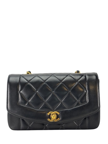 CHANEL - Black Lambskin Small Diana Shoulder Bag