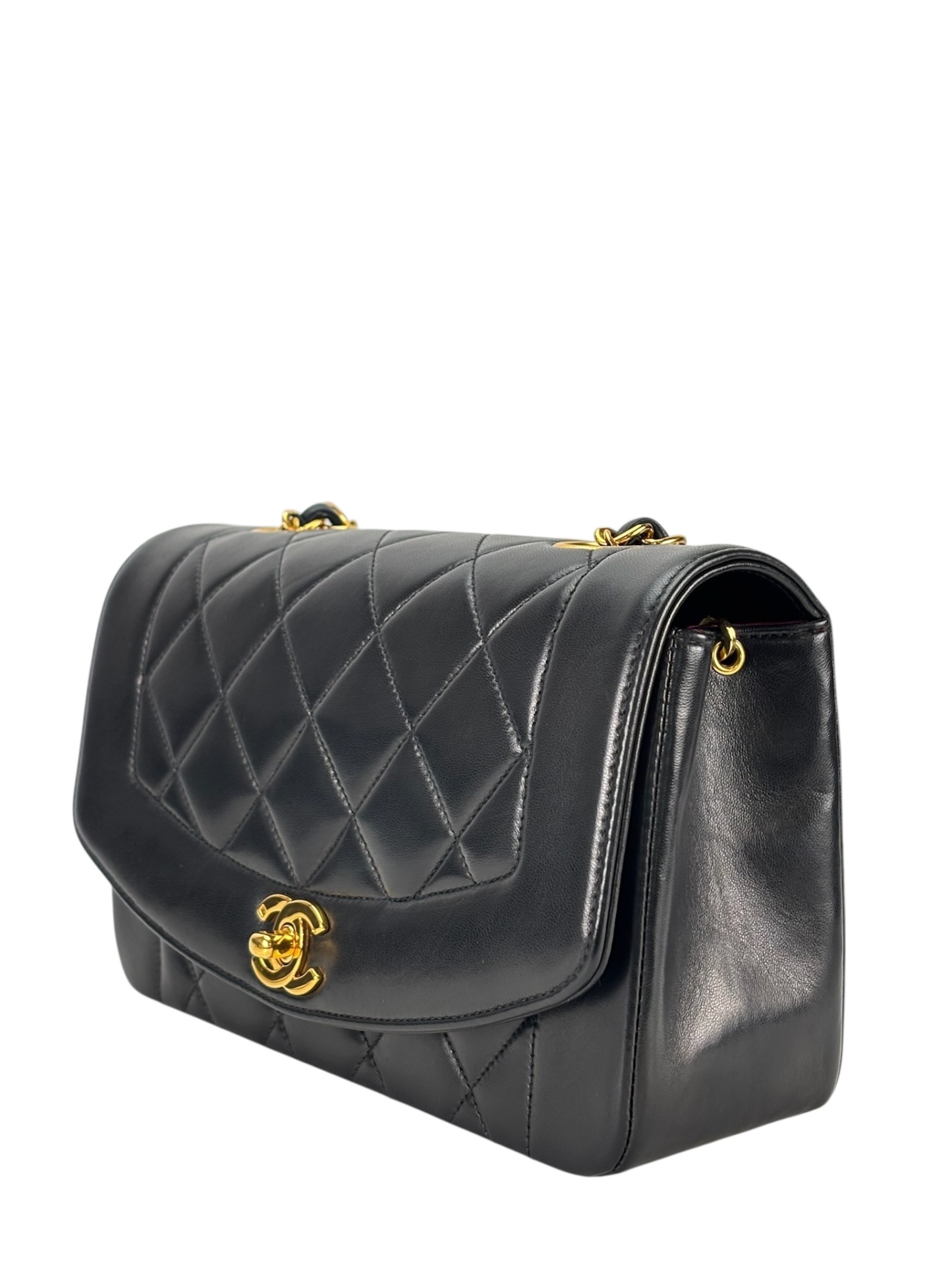 CHANEL - Black Lambskin Small Diana Shoulder Bag