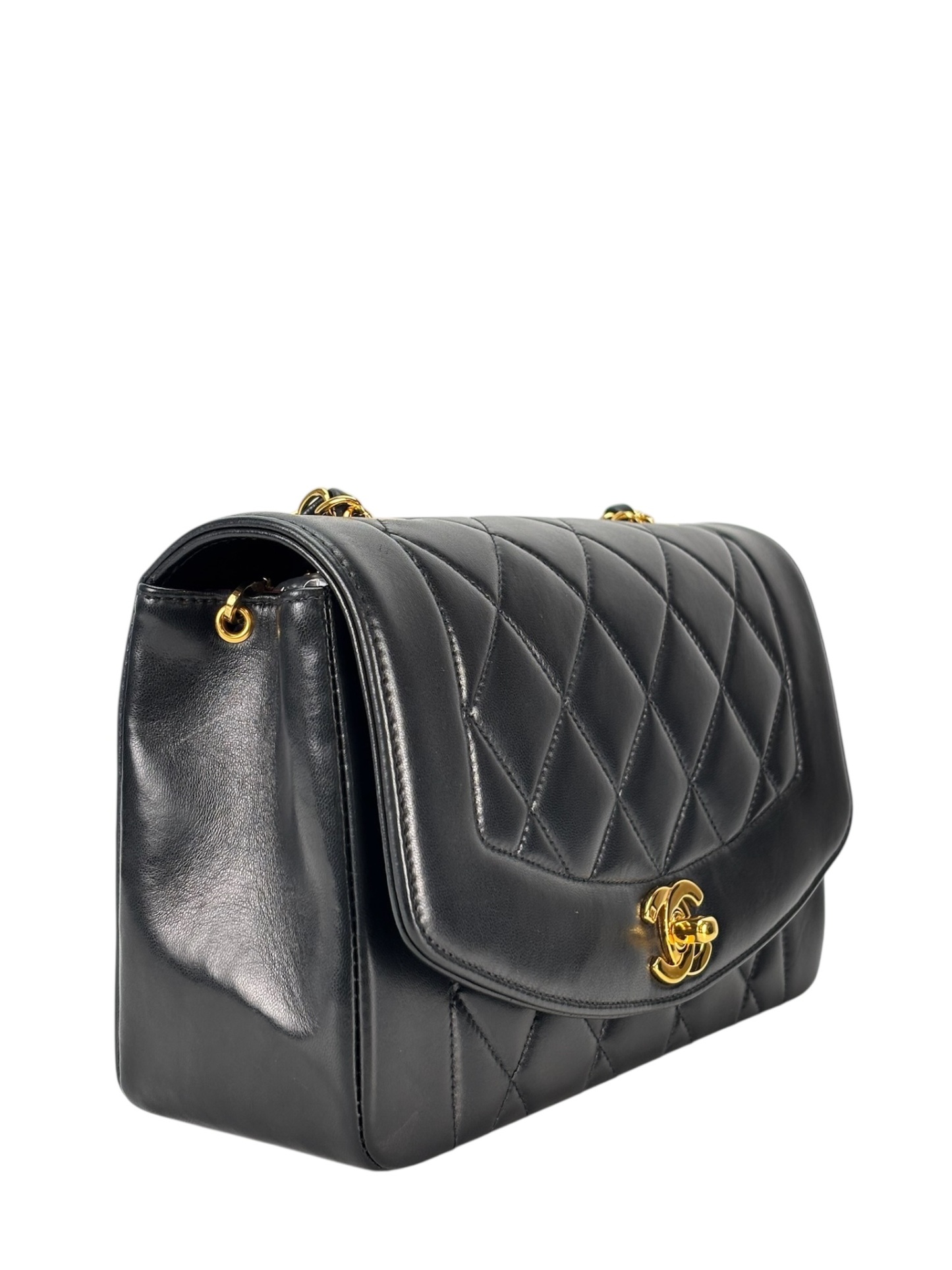CHANEL - Black Lambskin Small Diana Shoulder Bag