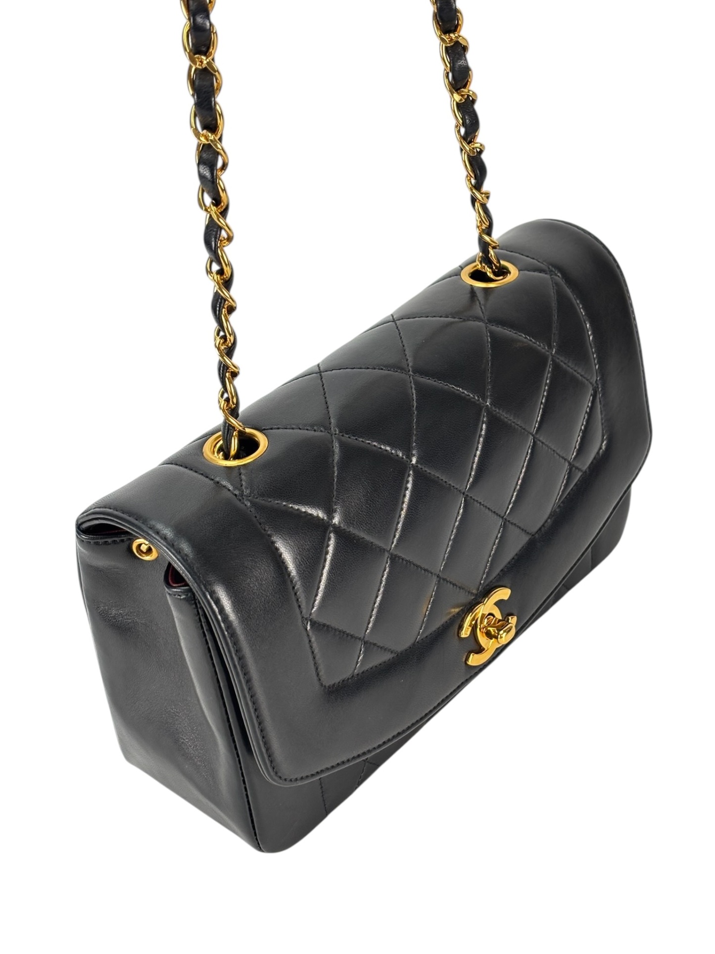 CHANEL - Black Lambskin Small Diana Shoulder Bag