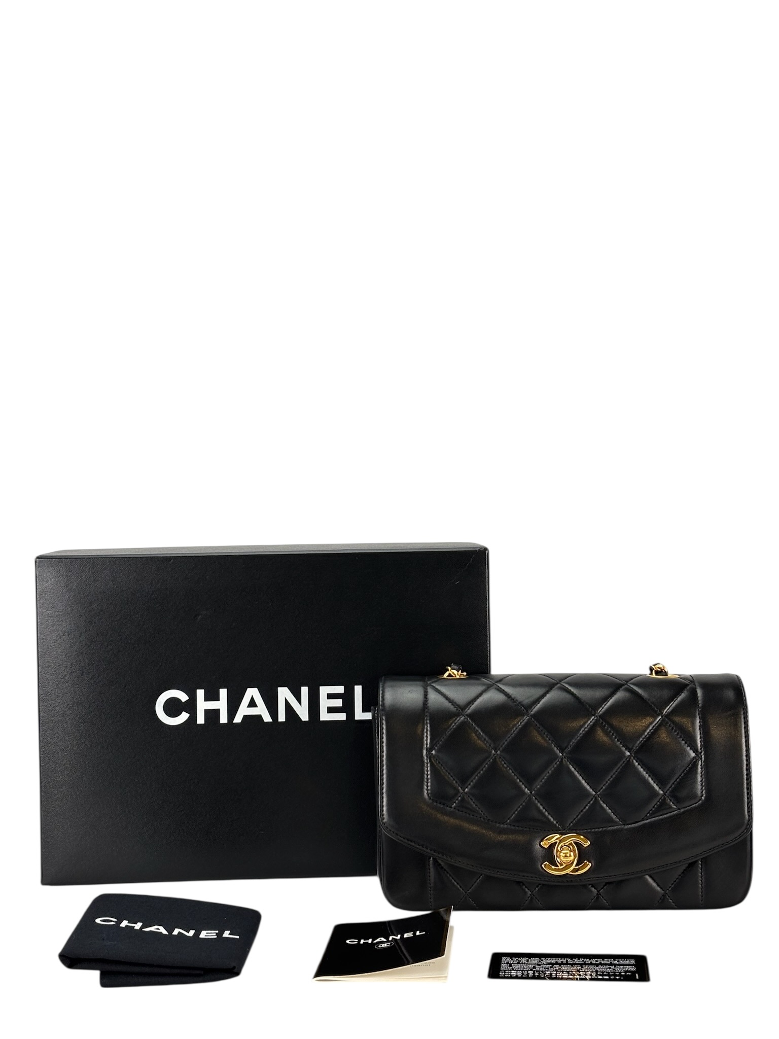 CHANEL - Black Lambskin Small Diana Shoulder Bag