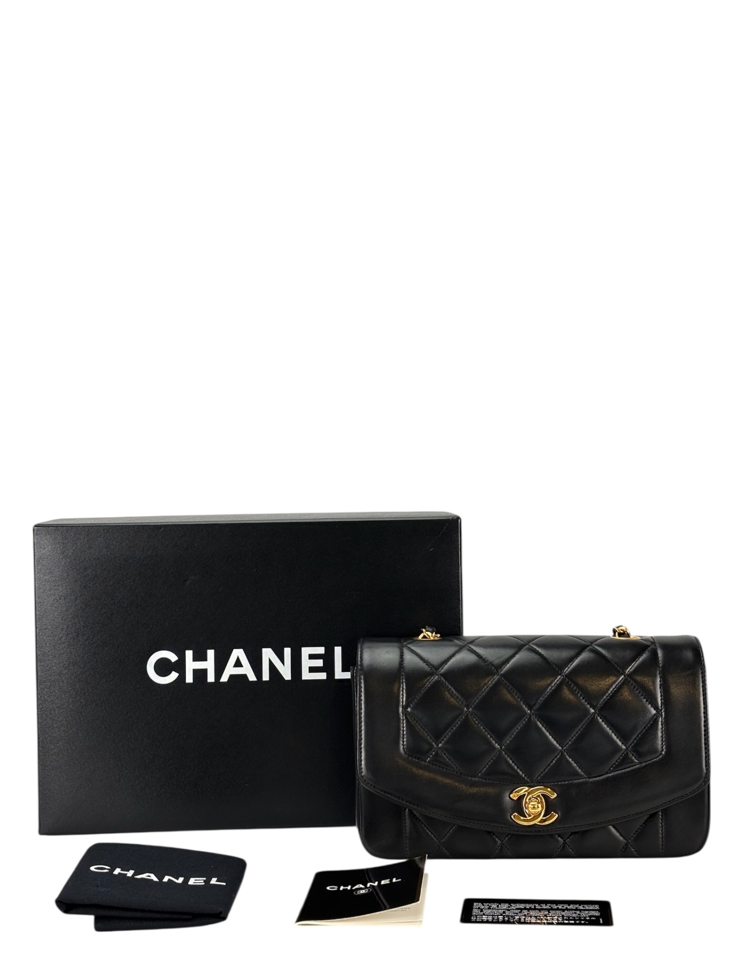 CHANEL - Black Lambskin Small Diana Shoulder Bag