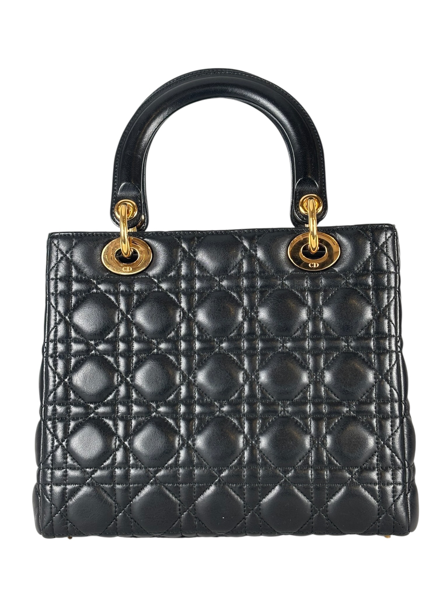CHRISTIAN DIOR - Black Lambskin Lady Dior Handbag