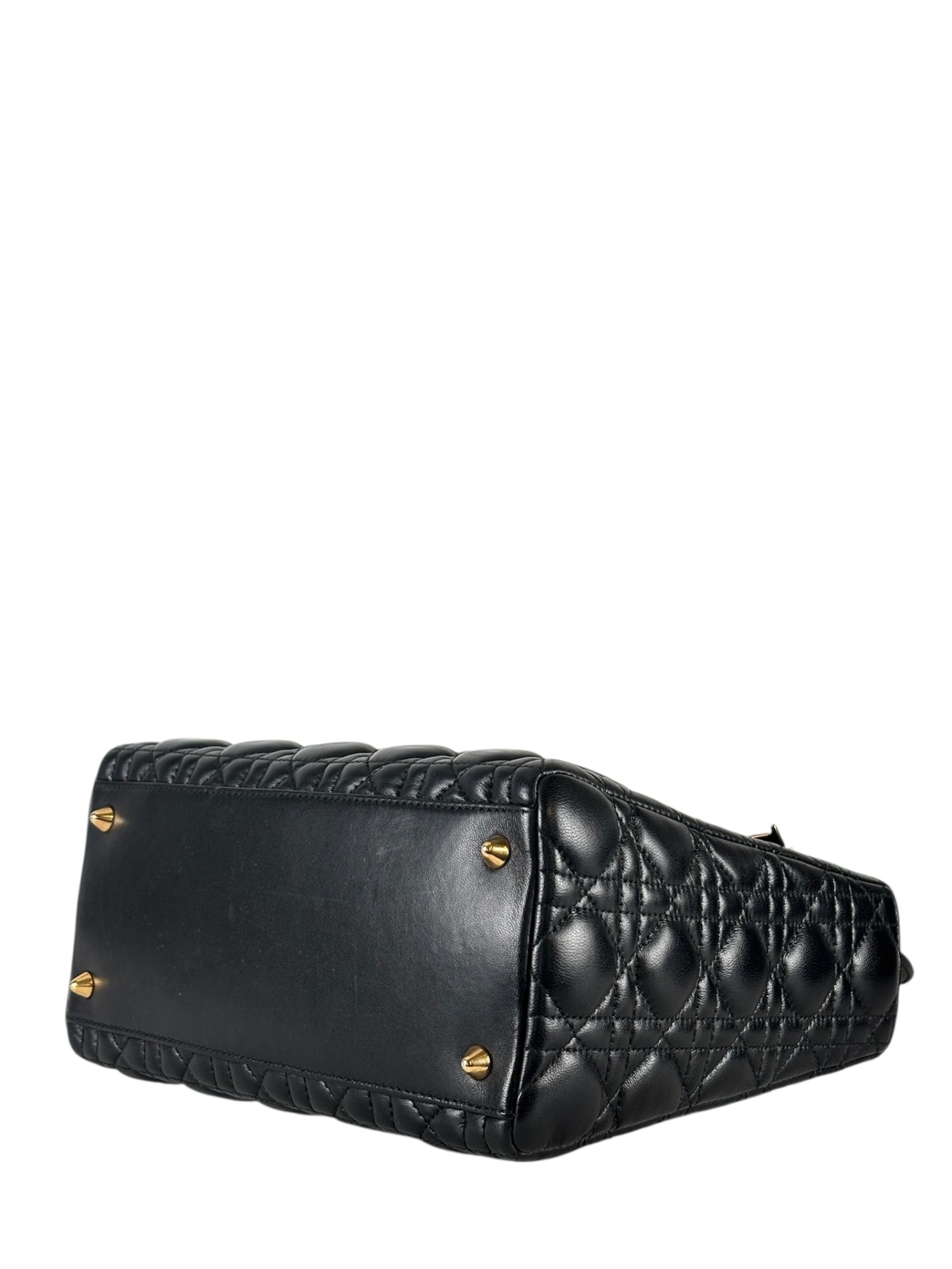 CHRISTIAN DIOR - Black Lambskin Lady Dior Handbag