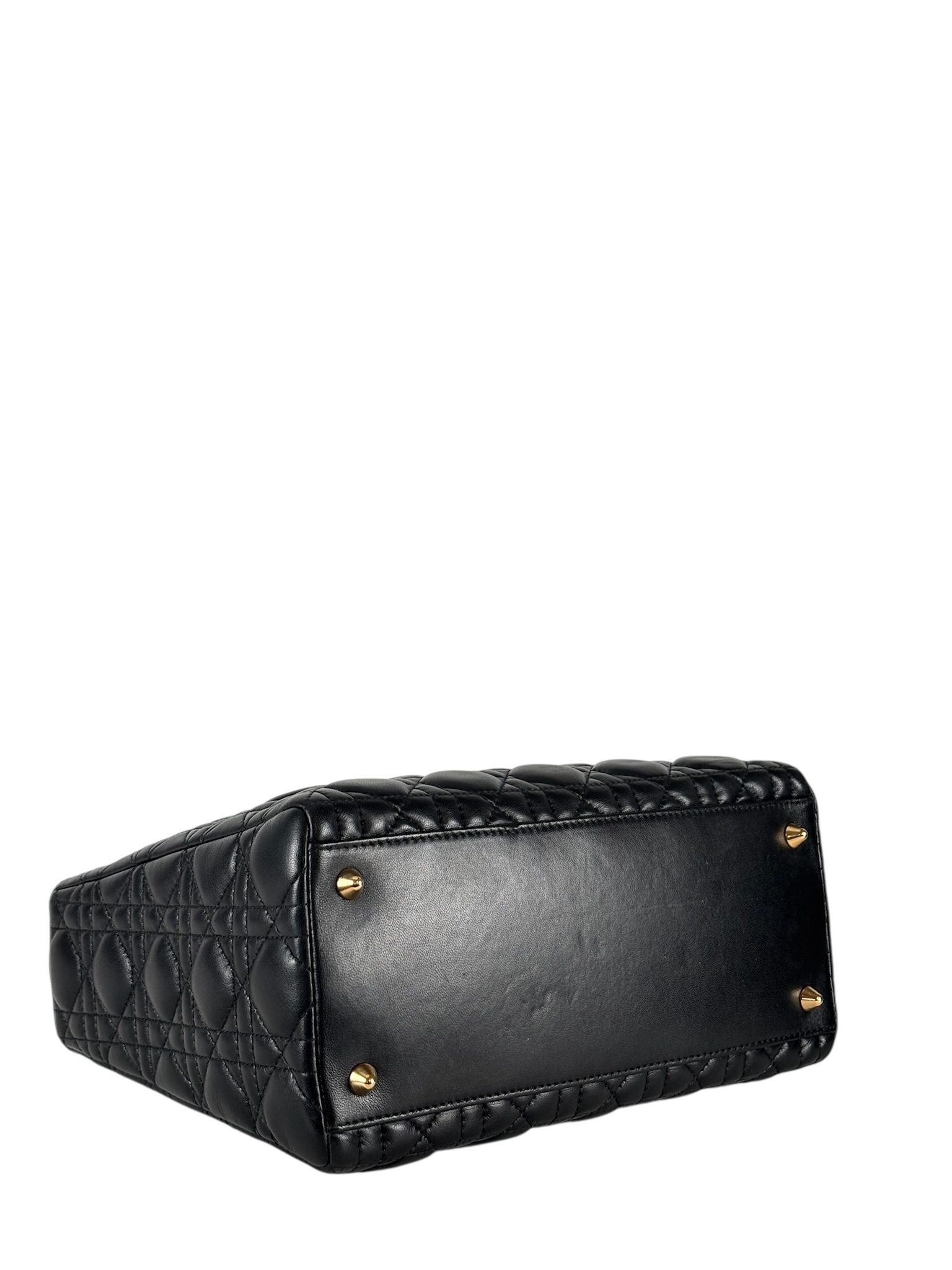 CHRISTIAN DIOR - Black Lambskin Lady Dior Handbag