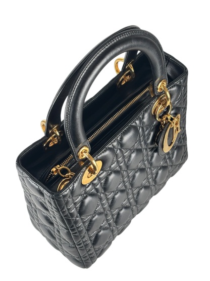 CHRISTIAN DIOR - Black Lambskin Lady Dior Handbag