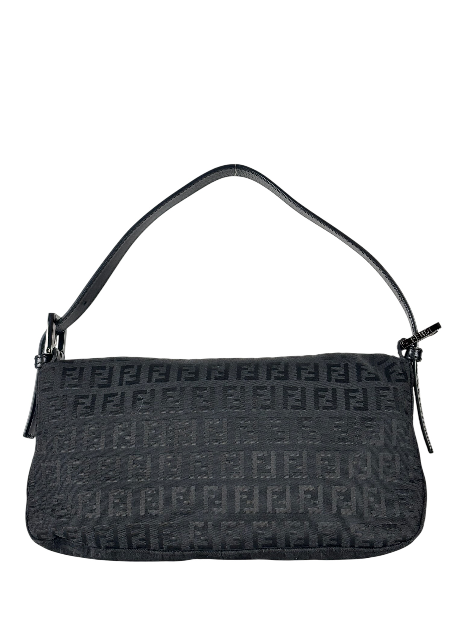 FENDI - Beige Zucchino Mamma Baguette Black Hand Bag 