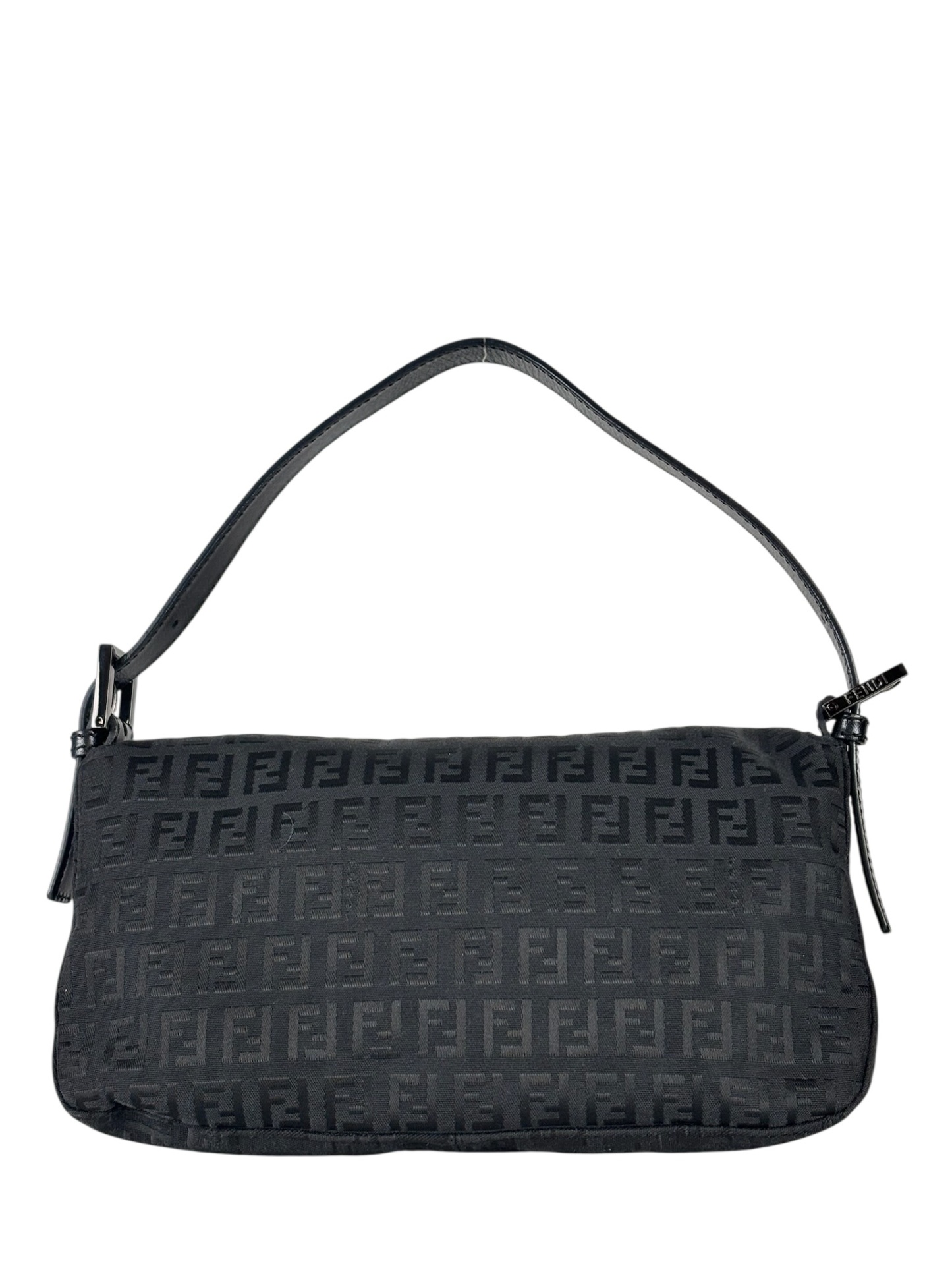 FENDI - Beige Zucchino Mamma Baguette Black Hand Bag 