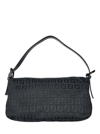 FENDI - Beige Zucchino Mamma Baguette Black Hand Bag 