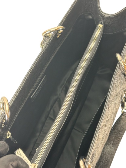 CHANEL - Black Caviar Quilted Grand Shopping Tote GST Gold Hardware