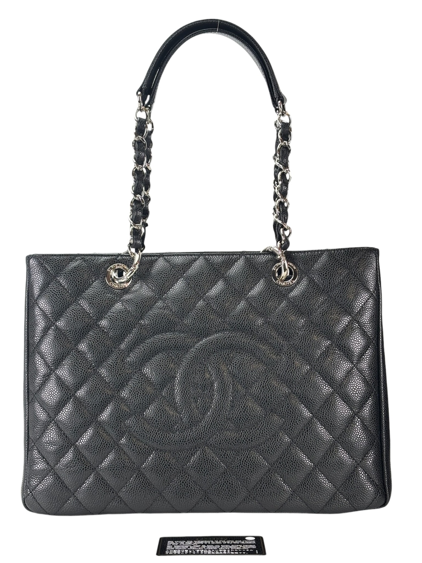 CHANEL - Black Caviar Quilted Grand Shopping Tote GST Gold Hardware