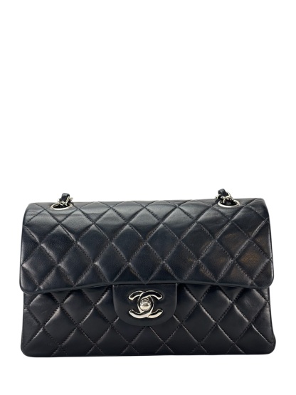 CHANEL - Medium Classic Double Flap Bag Black Lambskin Palladium Hardware (CF25) 