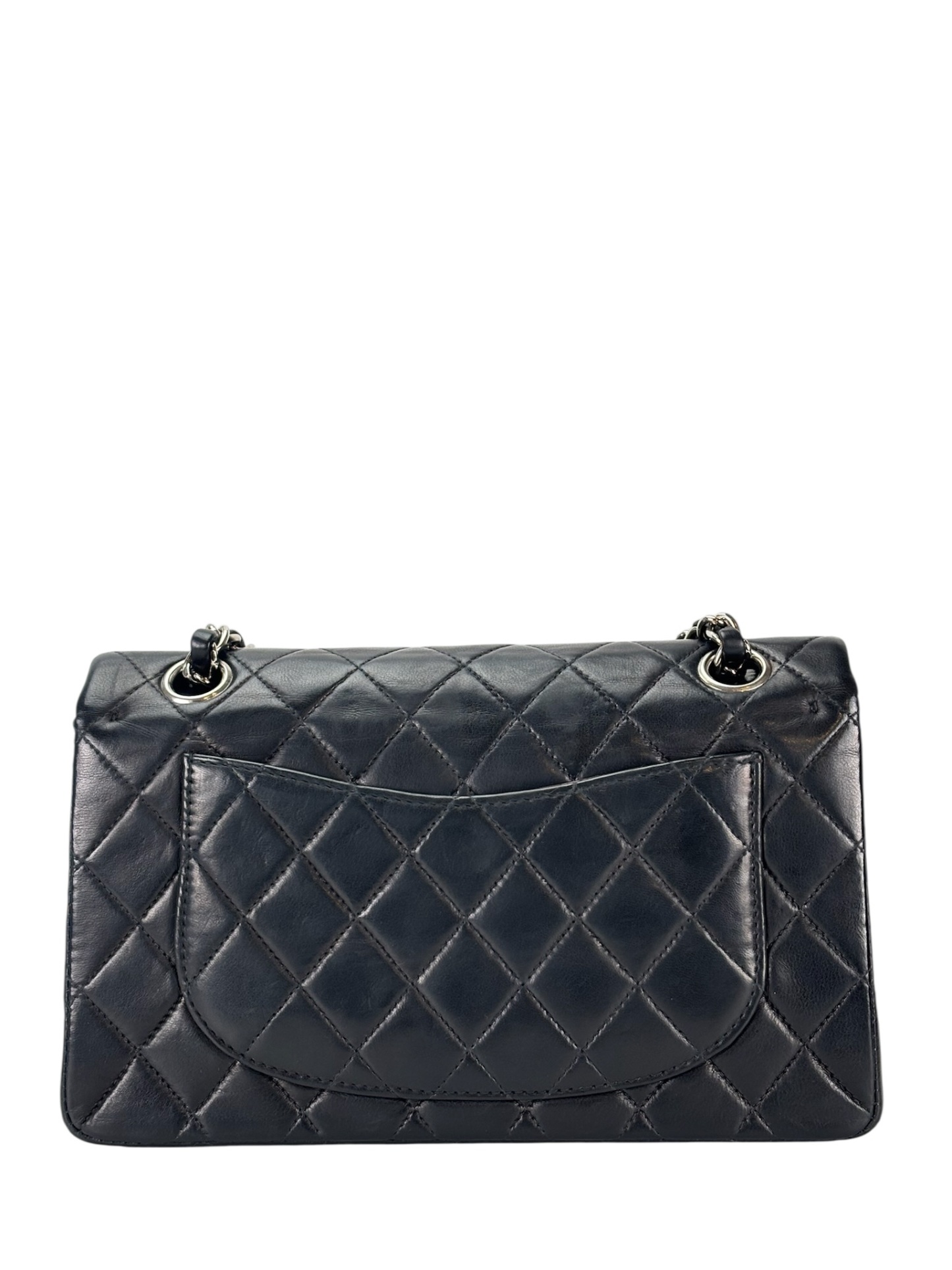 CHANEL - Medium Classic Double Flap Bag Black Lambskin Palladium Hardware (CF25) 
