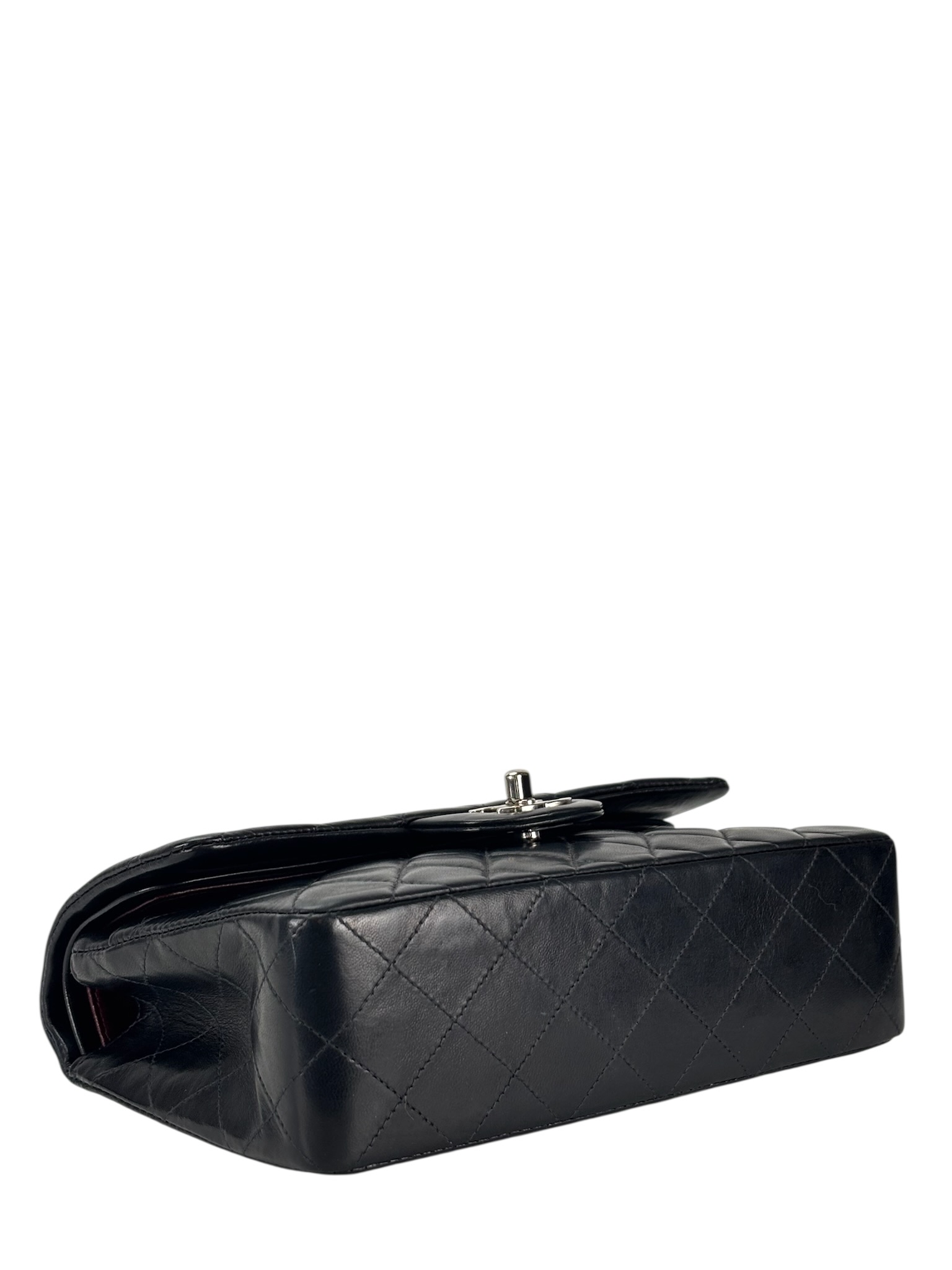 CHANEL - Medium Classic Double Flap Bag Black Lambskin Palladium Hardware (CF25) 