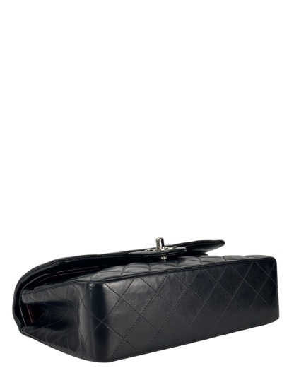 CHANEL - Medium Classic Double Flap Bag Black Lambskin Palladium Hardware (CF25) 