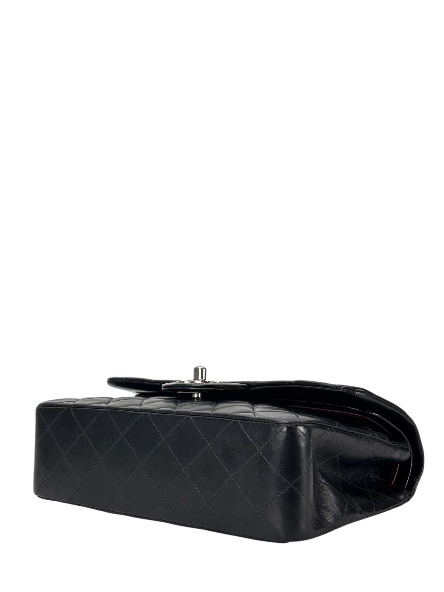 CHANEL - Medium Classic Double Flap Bag Black Lambskin Palladium Hardware (CF25) 