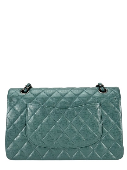 CHANEL - Medium Classic Double Flap Bag Green Caviar Palladium Hardware (CF25) 