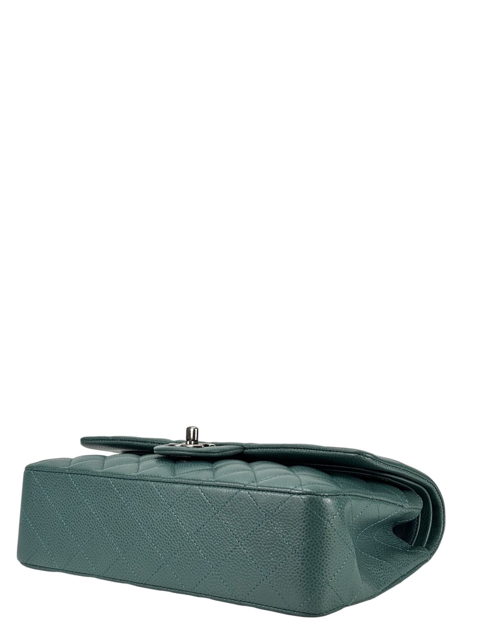 CHANEL - Medium Classic Double Flap Bag Green Caviar Palladium Hardware (CF25) 