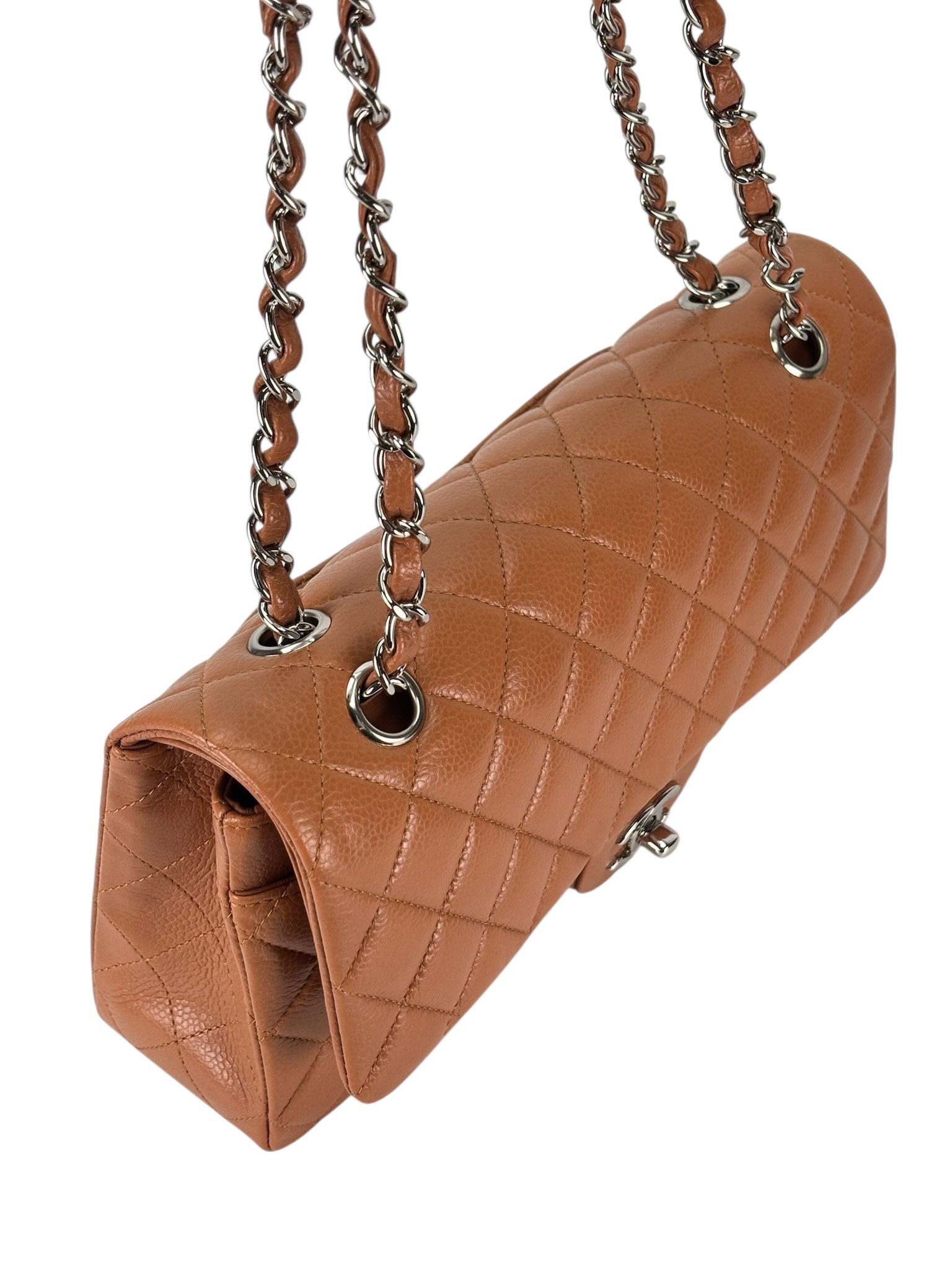 CHANEL - Medium Classic Double Flap Bag Orange Caviar Gold Hardware (CF25) 