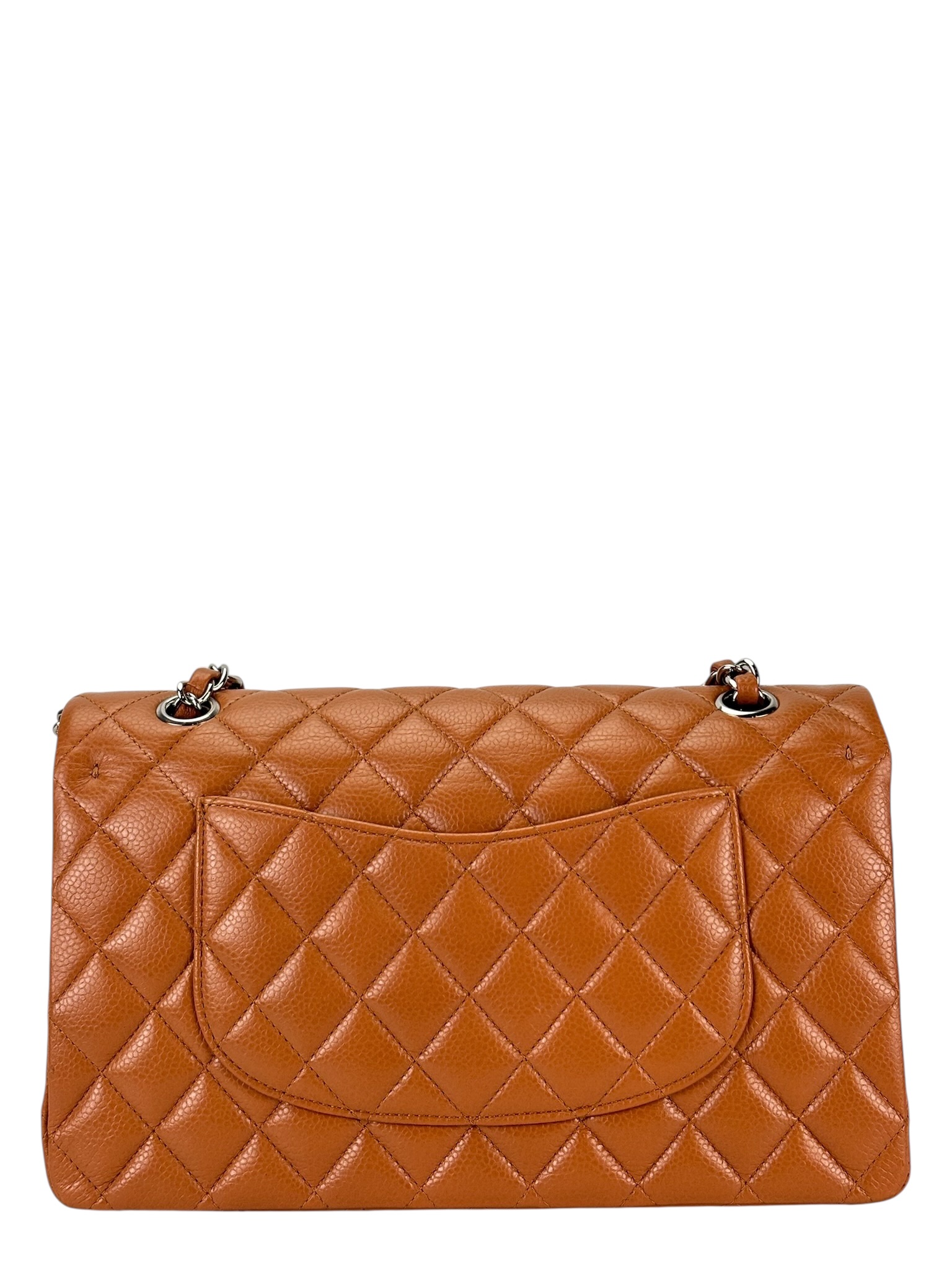 CHANEL - Medium Classic Double Flap Bag Orange Caviar Palladium CHANEL - Medium Classic Double Flap Bag Orange Caviar Palladium
