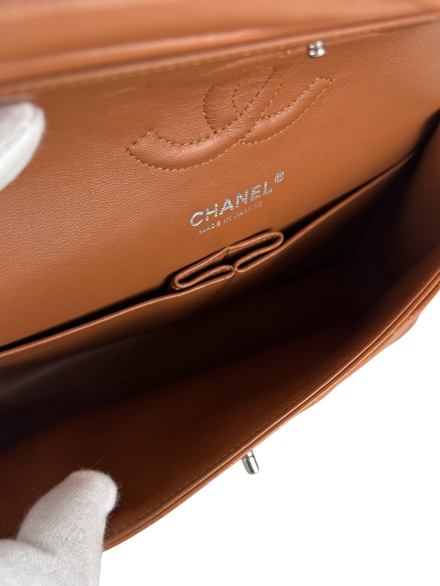 CHANEL - Medium Classic Double Flap Bag Orange Caviar Gold Hardware (CF25) 