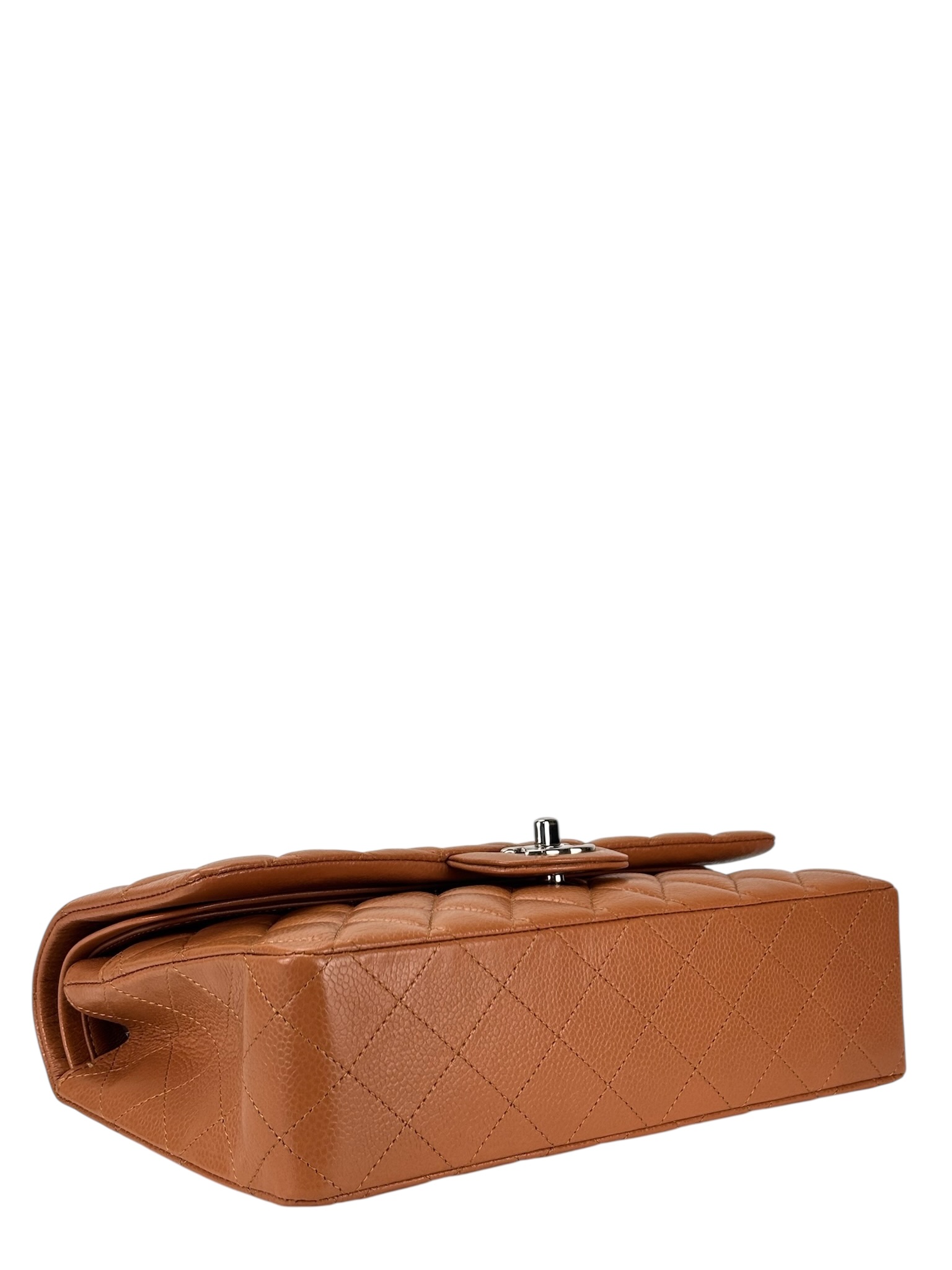 CHANEL - Medium Classic Double Flap Bag Orange Caviar Palladium