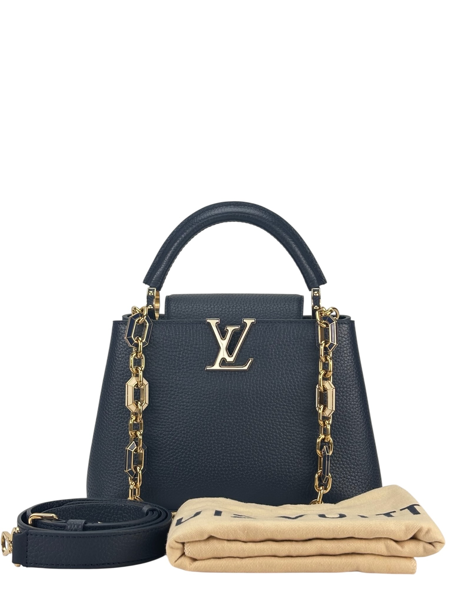 LOUIS VUITTON - Capucines BB Navy Calfskin Handbag 