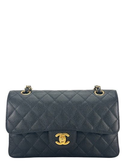 CHANEL - Small Classic Double Flap Bag Black Caviar Gold Hardware (CF23)