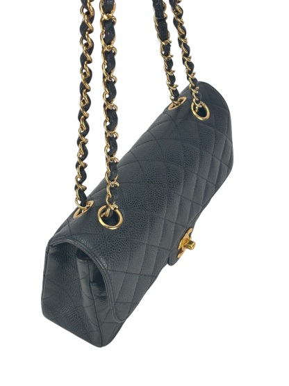 CHANEL - Small Classic Double Flap Bag Black Caviar Gold Hardware (CF23)