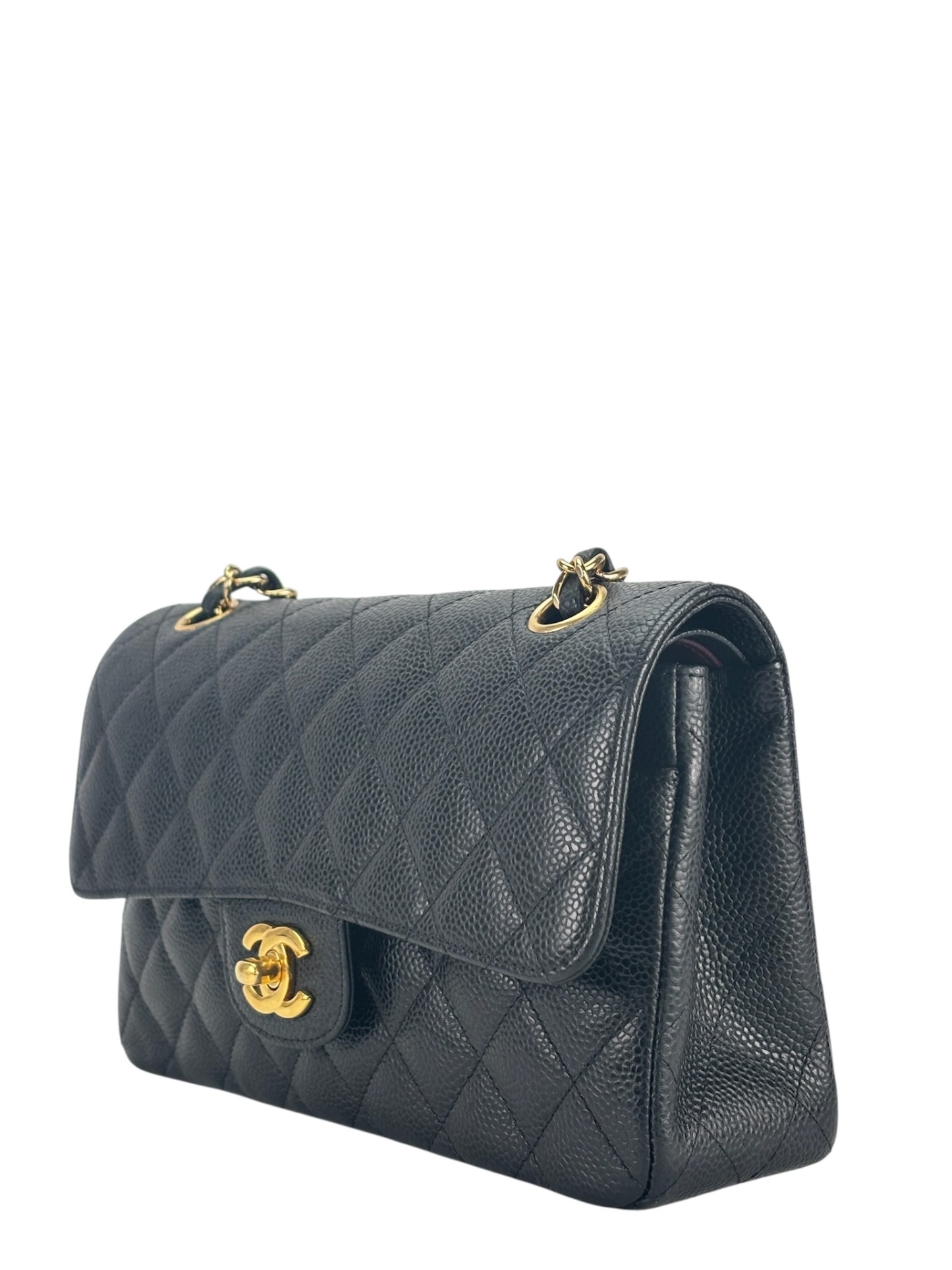 CHANEL - Small Classic Double Flap Bag Black Caviar Gold Hardware (CF23)