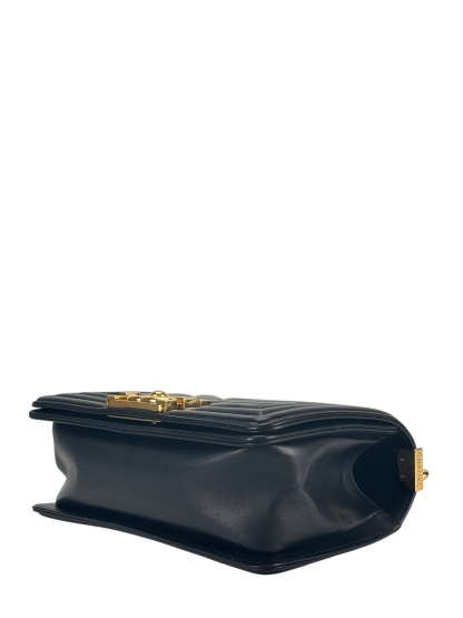  CHANEL - Medium Boy Flap Bag Black Lambskin Gold Hardware