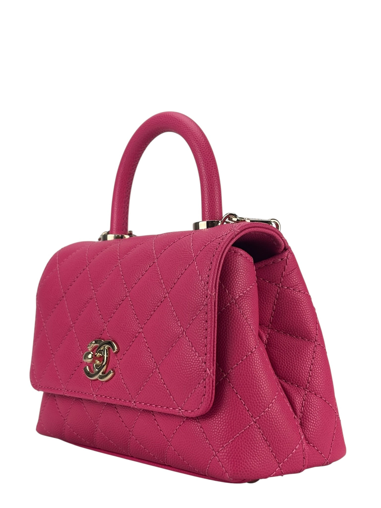 CHANEL - Pink Caviar Matelasse Neon Skin Coco Handle Bag