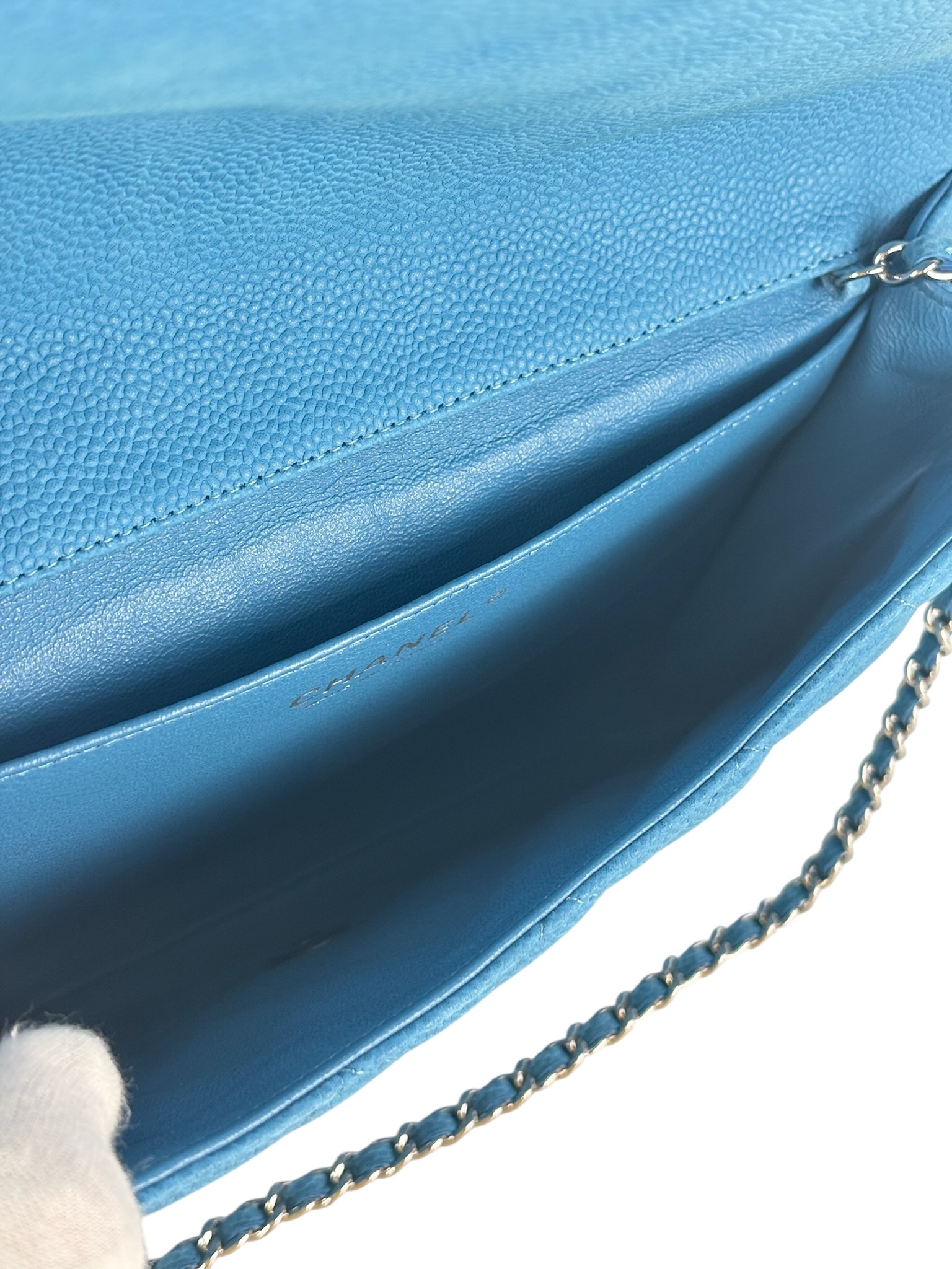 CHANEL - Blue Iridescent Caviar Shoulder Bag  