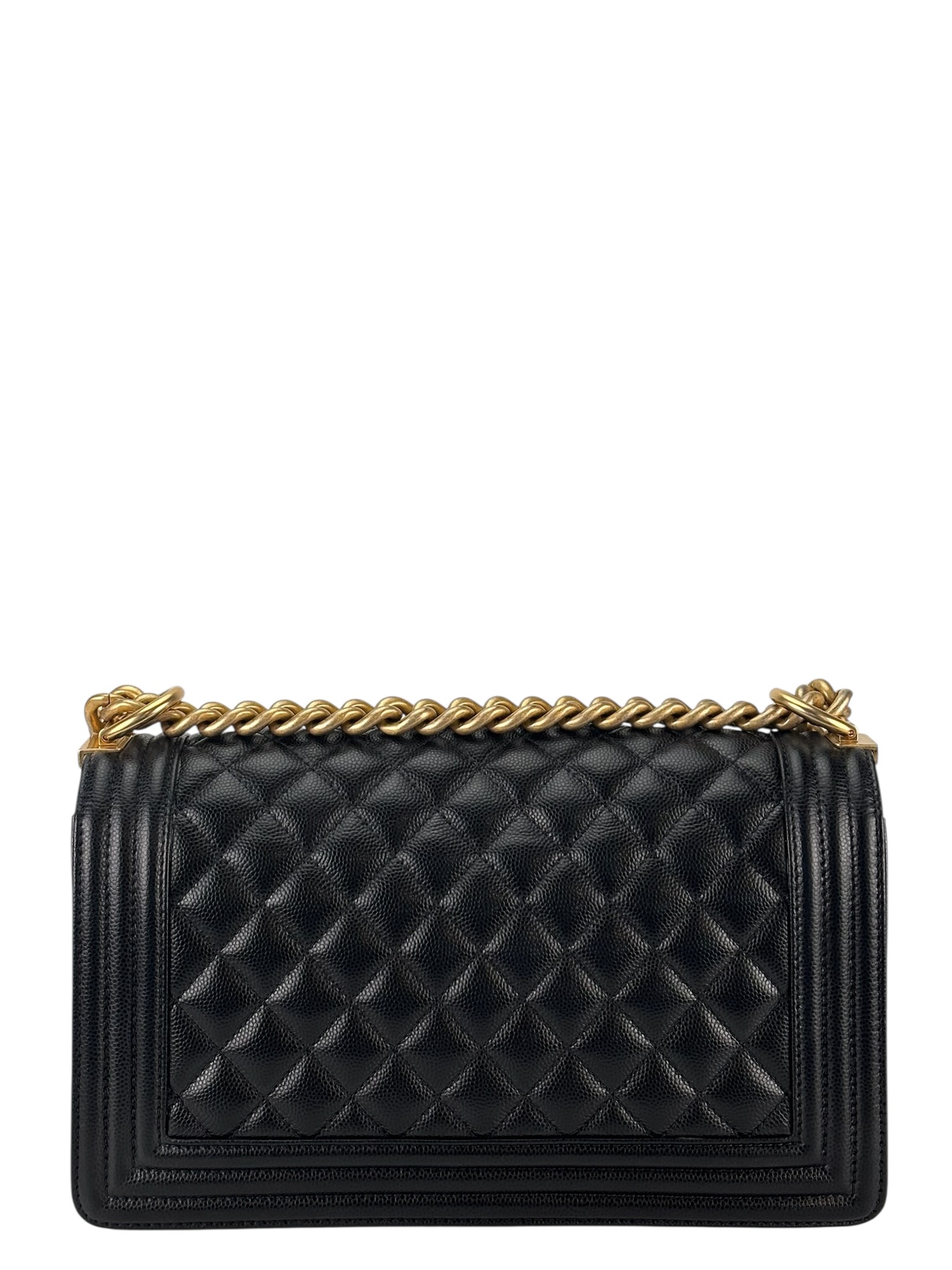  CHANEL - Medium Boy Flap Bag Navy Lambskin Gold Hardware