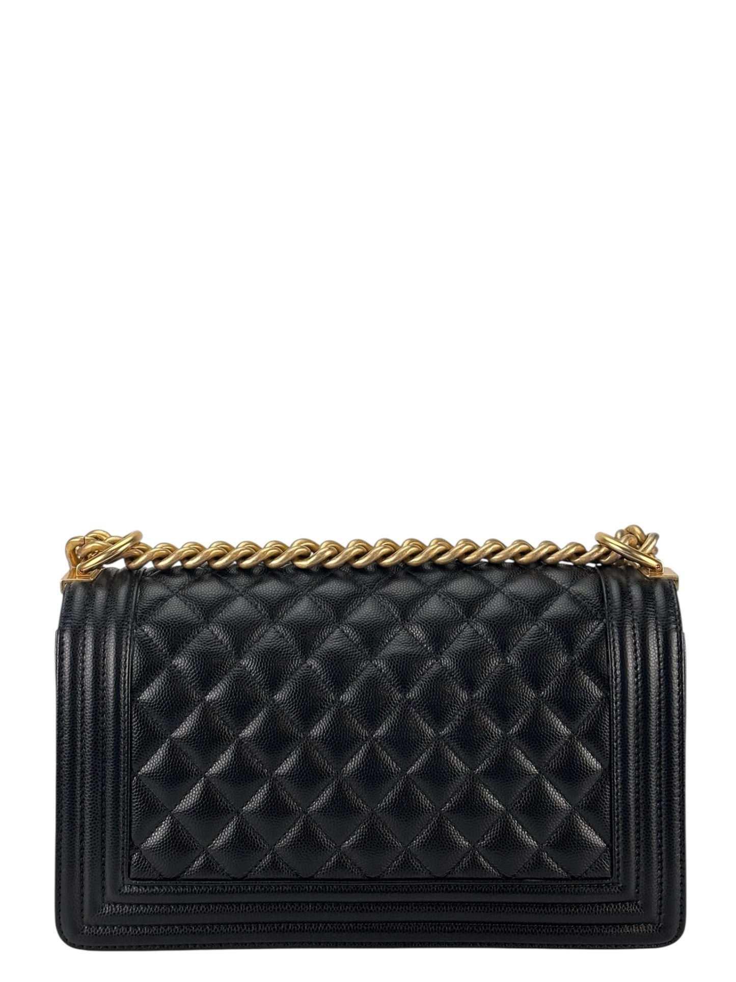  CHANEL - Medium Boy Flap Bag Navy Lambskin Gold Hardware