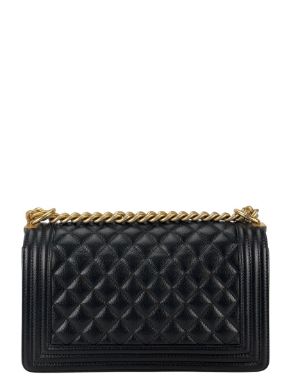  CHANEL - Medium Boy Flap Bag Navy Lambskin Gold Hardware