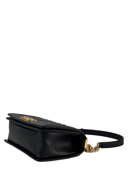  CHANEL - Medium Boy Flap Bag Navy Lambskin Gold Hardware