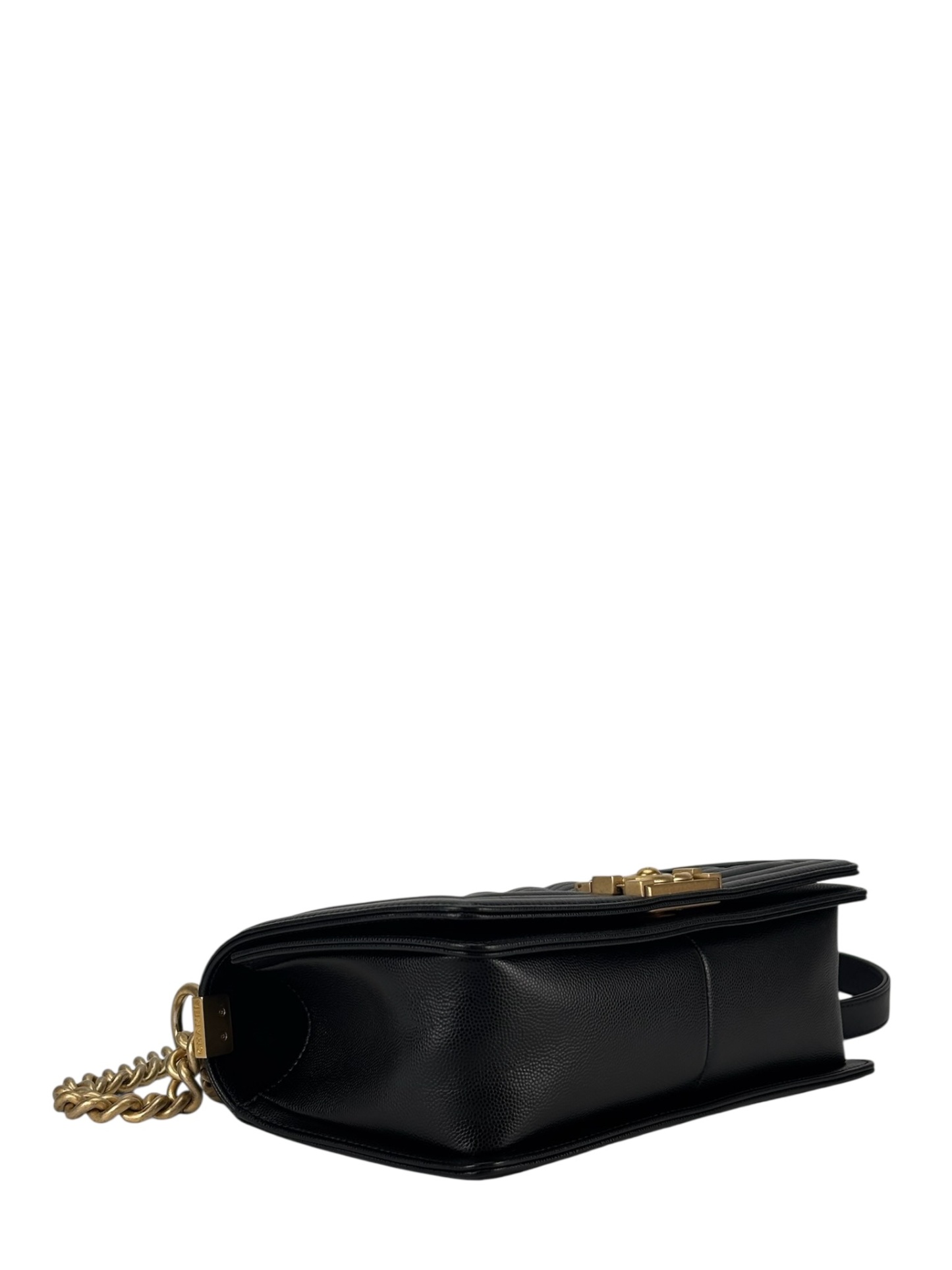  CHANEL - Medium Boy Flap Bag Navy Lambskin Gold Hardware