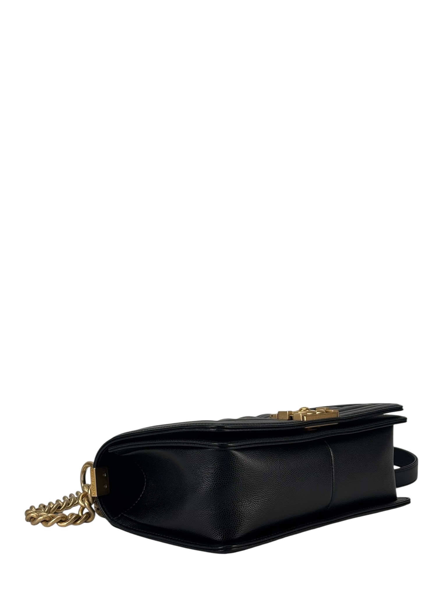  CHANEL - Medium Boy Flap Bag Navy Lambskin Gold Hardware