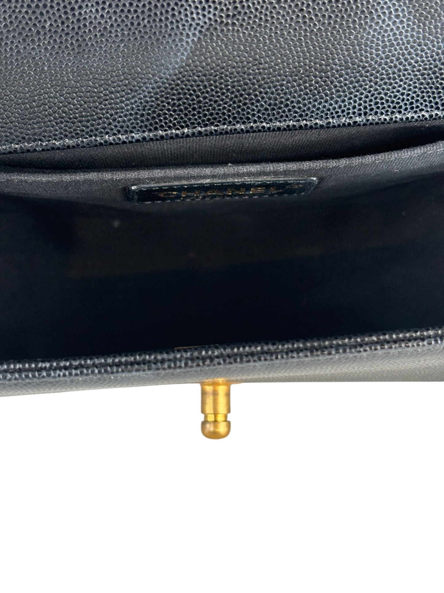  CHANEL - Medium Boy Flap Bag Navy Lambskin Gold Hardware