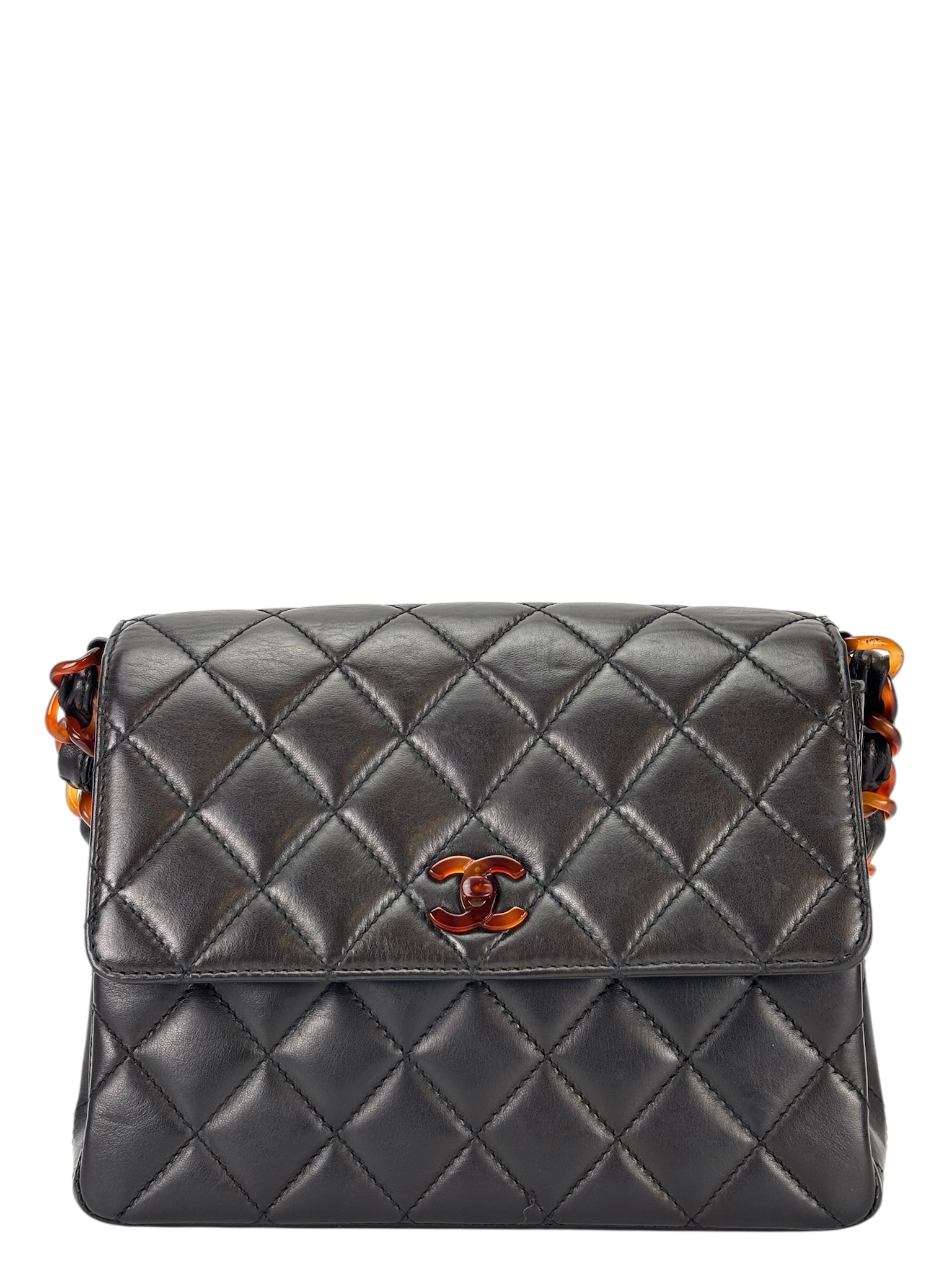 CHANEL - Black Lambskin Tortoiseshell Kelly Shoulder Bag