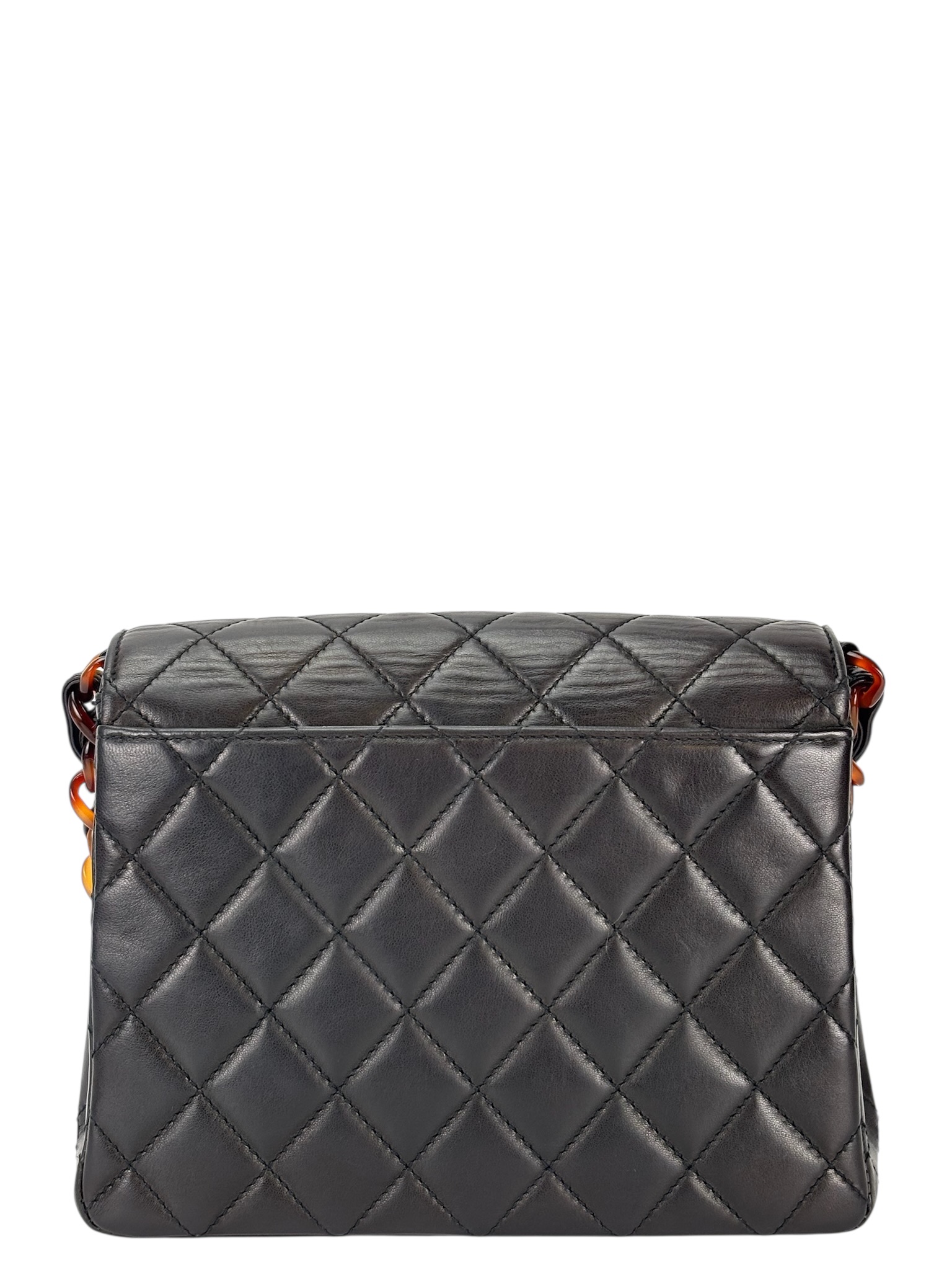 CHANEL - Black Lambskin Tortoiseshell Kelly Shoulder Bag