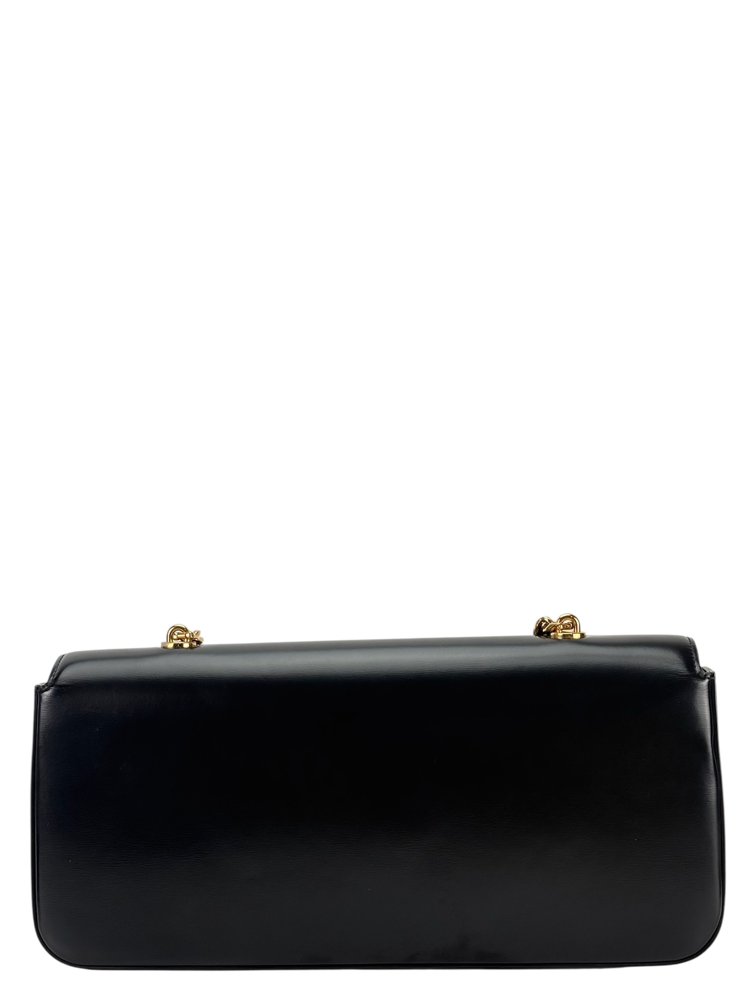 CELINE - Black Calfskin Claude Trionphe Chain Shoulder Bag