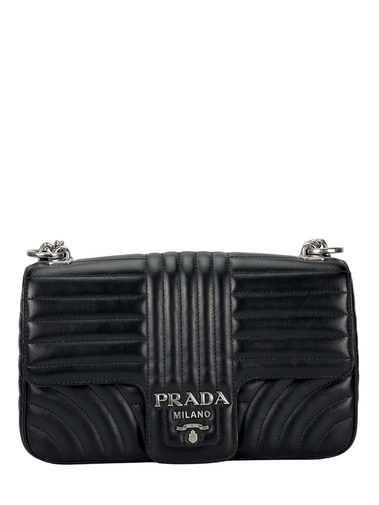 PRADA - Black Calfskin Soft Diagramme Camera Bag