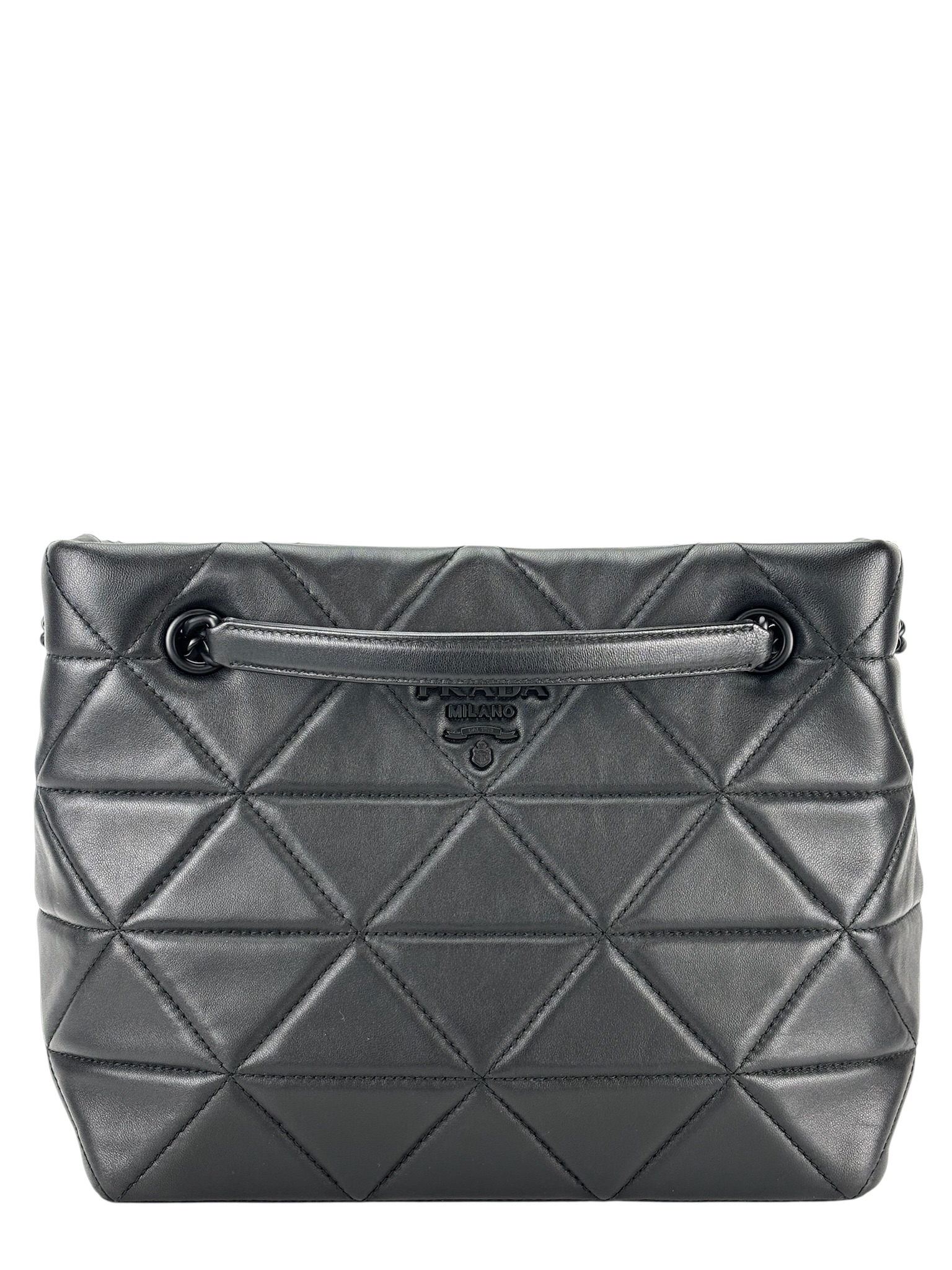 PRADA - Black Leather Spectrum Chain Tote Shoulder Bag